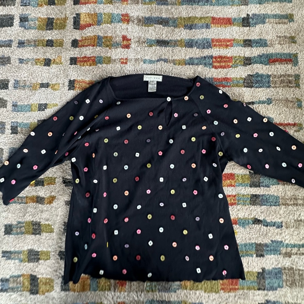 Women's Spring Summer Preppy Button 3/4 Sleeve Michael Simon-esque Bellepointe